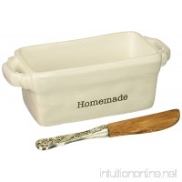 Mud Pie 4801009H "Homemade" Mini Loaf Server with Spreader  White - B01GSL2QX8